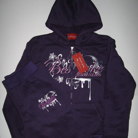 Swalosky Jrs 2PC Purple Jog Set Flare Pants Zip Up Hoodie - Picture 1 of 13